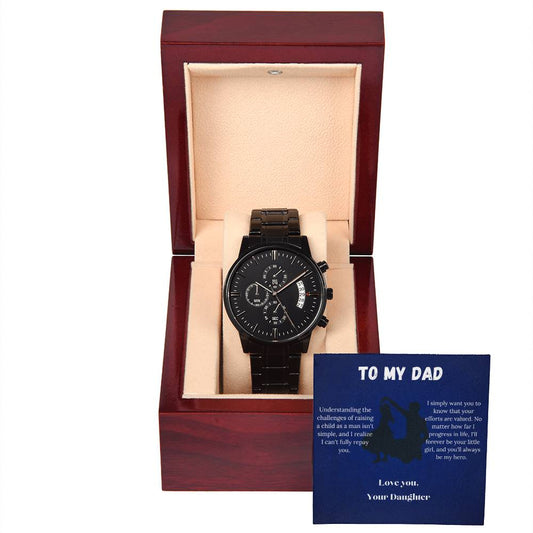 [Best Seller] Dad - My Hero -  Black Chronograph Watch